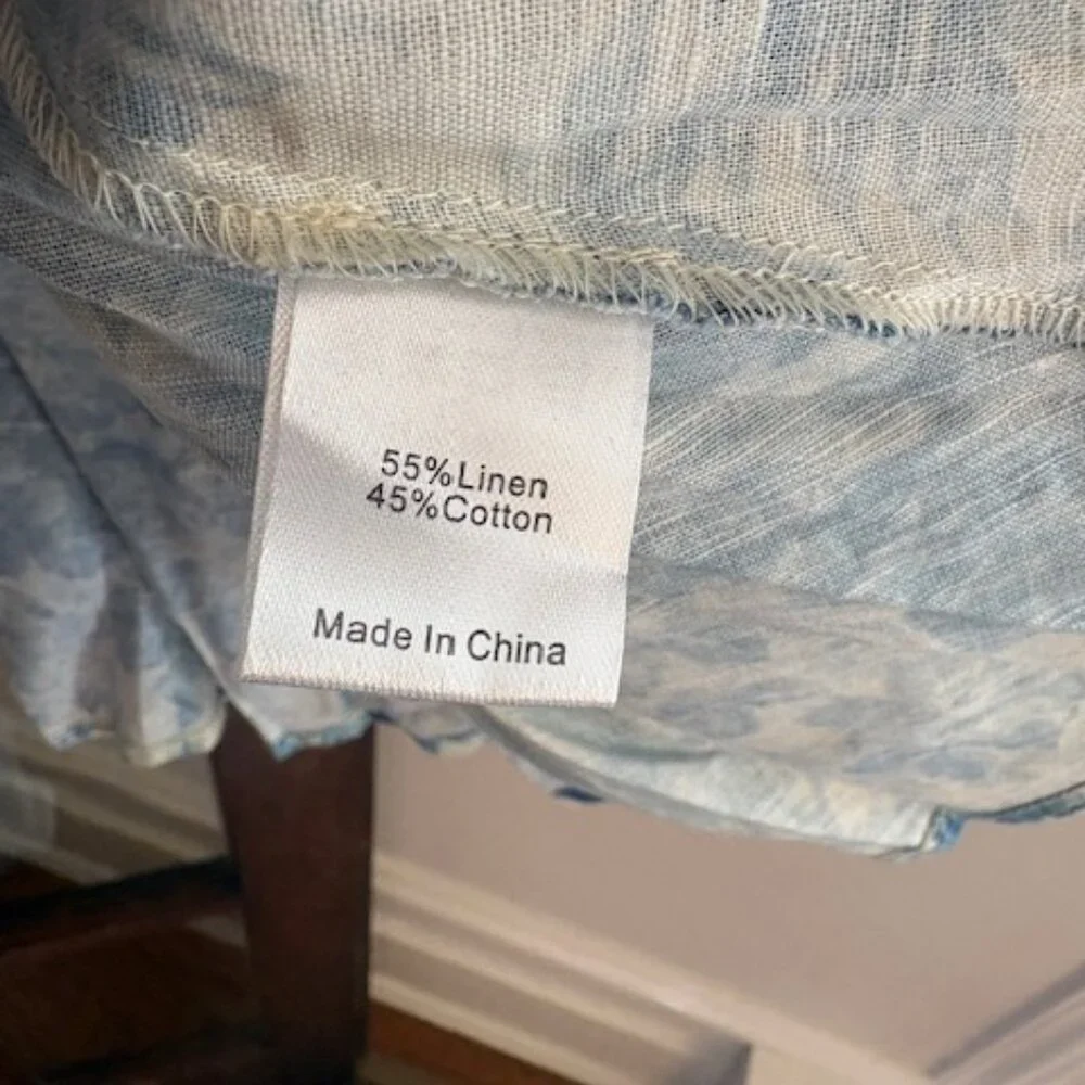 Tuckernuck Linen-Blend Blue Toile Tate Dress, Size XL - Picture 6 of 6